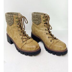 Mia Catalin Brown Chunky Lug Sole Lace Up Combat Boot Size 9 Y2K Grunge Workwear